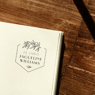 Custom Botanical Library Book Ex Libris Bookplate Rubber Stamp