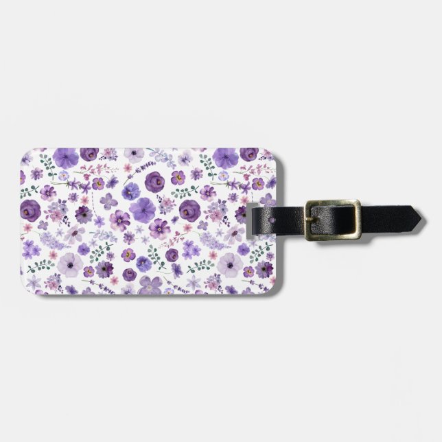 Custom Botanical Luggage Tag - Floral Travel ID (Front Horizontal)