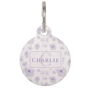 Custom Botanical Monogram   Personalized Pet ID Tag