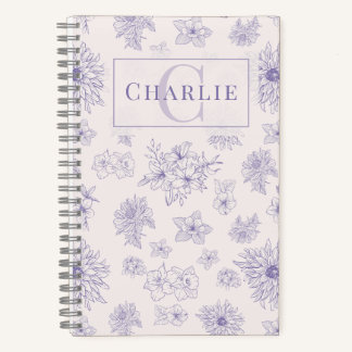 Custom Botanical Monogram Personalized Pet Spiral Notebook