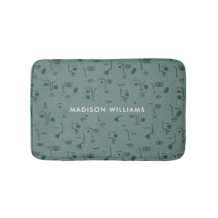 Custom Botanical Motifs with Personalized Name Bath Mat