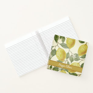 Custom Botanical Vintage Yellow Lemons Notebook