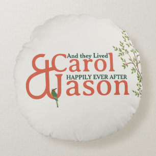 Custom Botanical Wedding Round Pillow