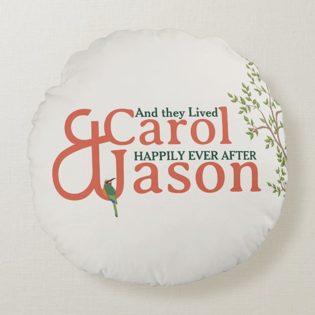 Custom Botanical Wedding Round Pillow (Front)