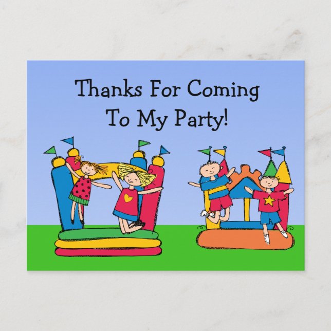Custom Bounce House Birthday Thank You Postcard (Front)
