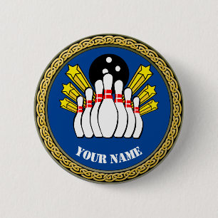 Custom Bowling - Add Name - Blue 2 Inch Round Button
