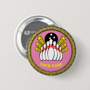 Custom Bowling - Add Name - Pink 2 Inch Round Button