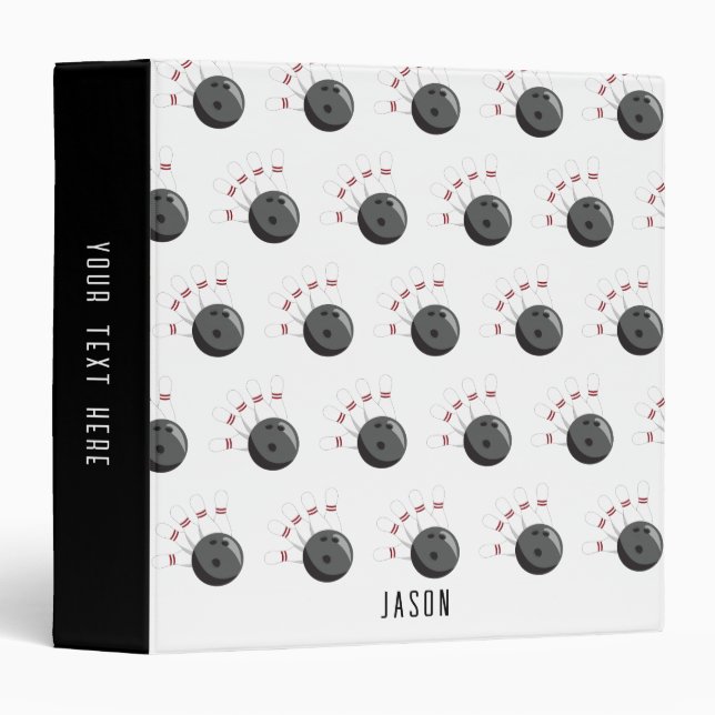 Custom Bowling Ball & Pins Custom Name Binder (Front/Spine)