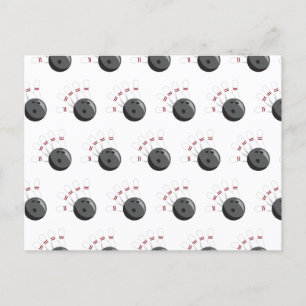 Custom Bowling Ball & Pins Pattern Holiday Postcard