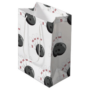 Custom Bowling Ball & Pins Pattern Medium Gift Bag