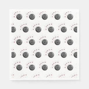 Custom Bowling Ball & Pins Pattern Napkin