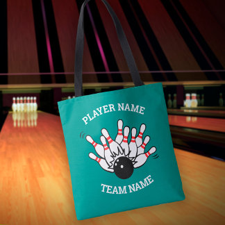 Custom Bowling Team Logo with Player & Team Name Tote Bag