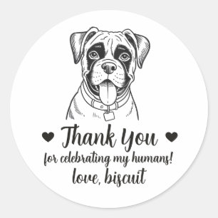 Custom Boxer Dog Wedding Favour Stickers