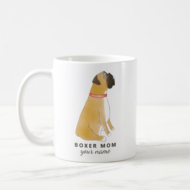 Custom Boxer Mom Mug, Personalized Boxer Dog mug (Left)