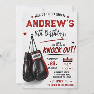 Custom Boxing Knock Out Birthday  Invitation