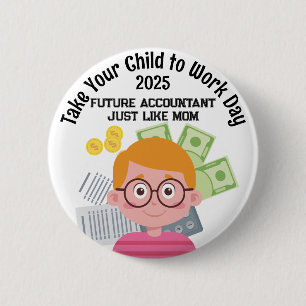 Custom Boy Accountant Take Your Child to Work Day 2 Inch Round Button