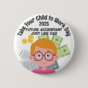 Custom Boy Accountant Take Your Child to Work Day 2 Inch Round Button