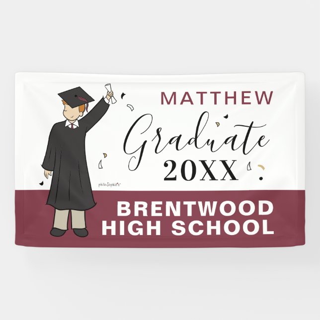 Custom Boy Avatar | High School Graduation Banner (Horizontal)