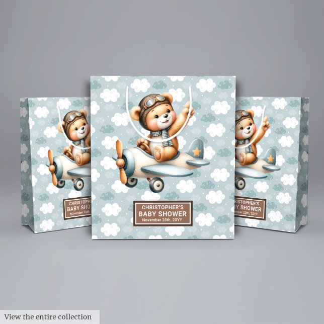 Custom Boy Baby Shower Bag With Pilot Bear Design (Custom Boy Baby Shower Bag With Pilot Bear Design)