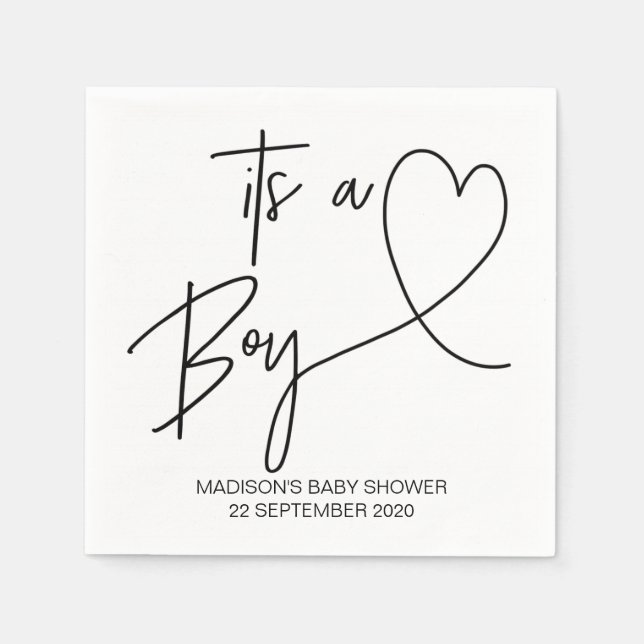 Custom Boy Baby Shower Cocktail Napkin Party Decor (Front)