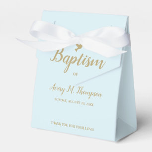 Custom Boy Baptism Blue gold hue dove Script Favor Box