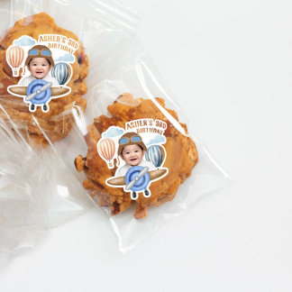 Custom Boy Birthday Sticker Party Favour tag Pilot