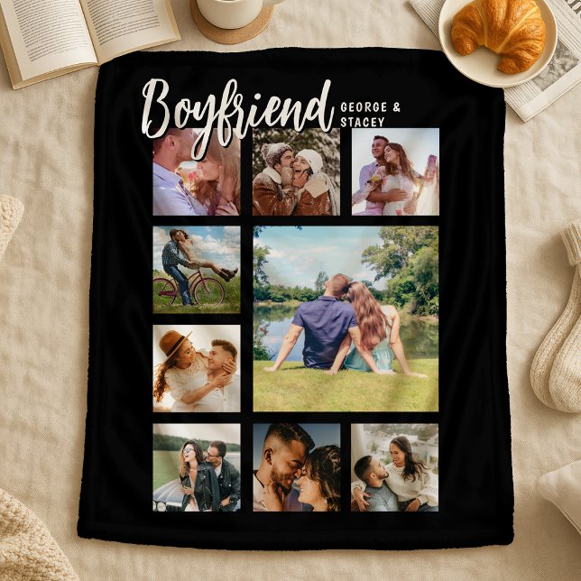 Custom Boyfriend Photo Collage Sherpa Blanket (Creator Uploaded)