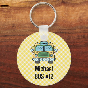 Custom Boys Backpack Bus Info Tag Keychain