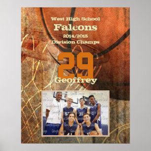 Custom Boys Basketball poster with team photo