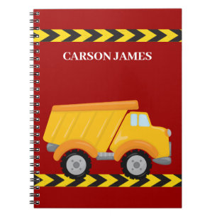 Custom Boys Construction Dump Truck Red Kids Notebook