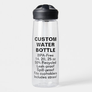 Custom BPA BPS BPF Free Large Water Bottle + Straw