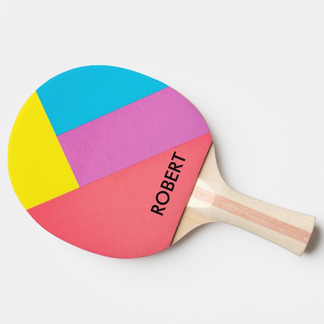 Custom Branded Abstract Geometric Colour Pattern Ping Pong Paddle (Side)