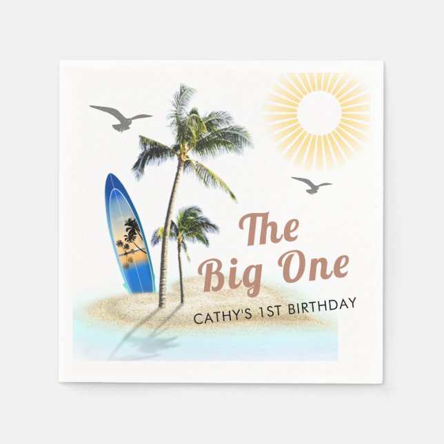 Custom Branded Beach Summer 1st Birthday Napkin (Front)