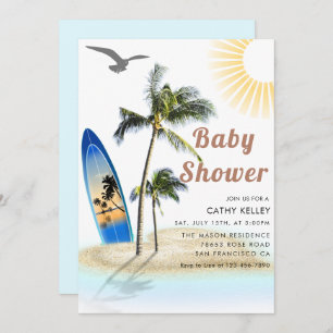 Custom Branded Beach Surfing Baby Shower  Invitation