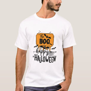 Custom Branded Black and White Spooky Halloween T-Shirt