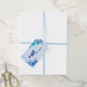 Custom Branded Blue Flowers A Gift for You Tags