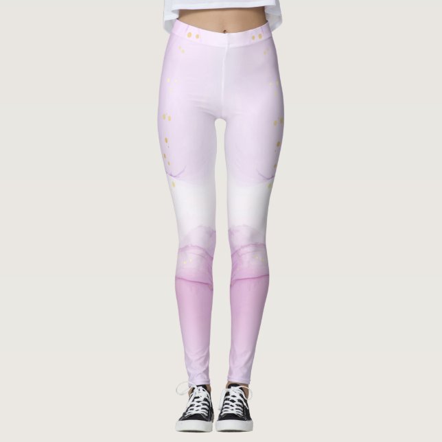 Custom Branded Bold Mixed Prints Gold Accents  Leggings (Front)