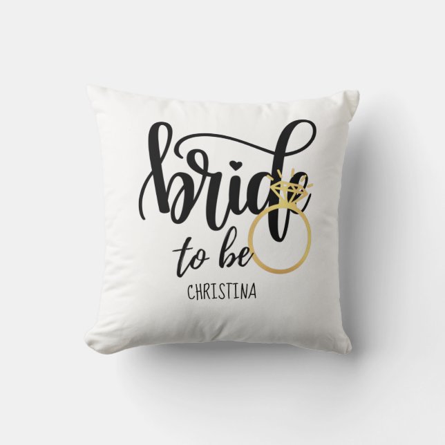 Custom Branded Bride-to-Be Bachelorette Bridal Throw Pillow (Front)