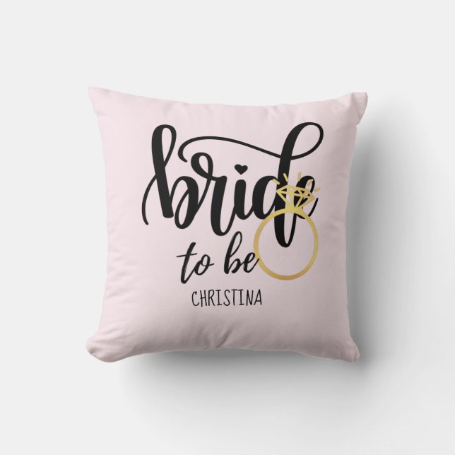 Custom Branded Bride-to-Be Bachelorette Bridal Throw Pillow (Front)