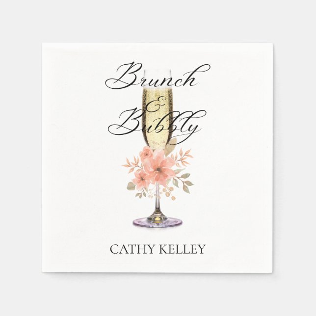 Custom Branded Brunch and Bubbly Bridal Shower  Napkin (Front)