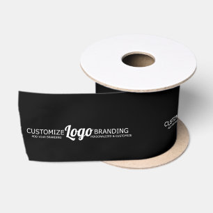 Custom Branded Business Logo Company Black Satin Ribbon