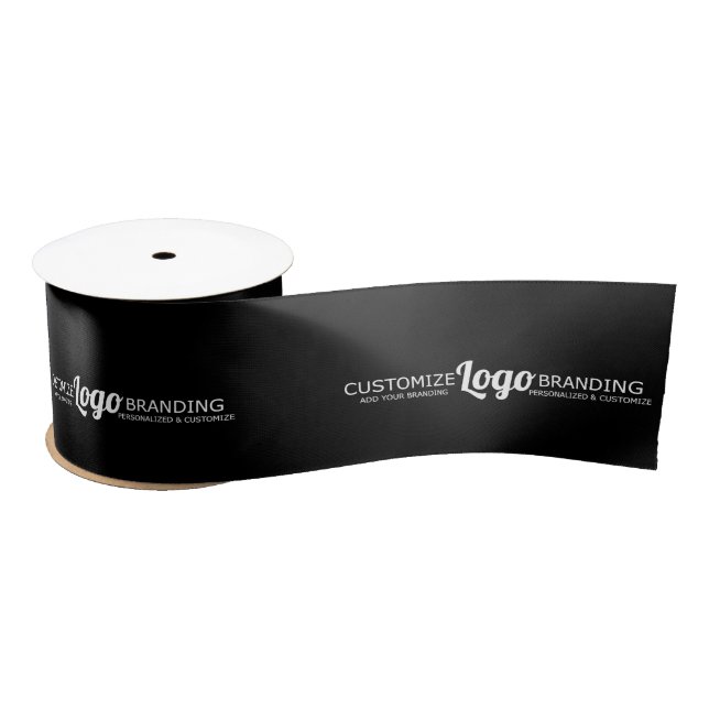 Custom Branded Business Logo Company Black Satin Ribbon (Spool)