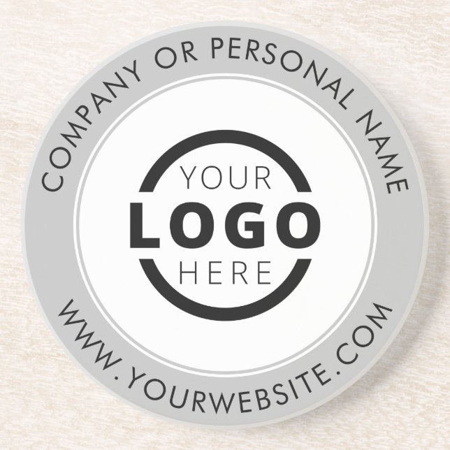 Custom Branded Business Logo Promotional Grey Coaster (Front)