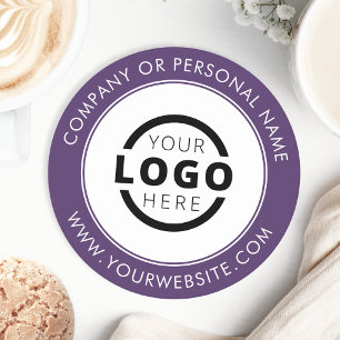 Custom Branded Business Logo Promotional Purple Round Paper Coaster