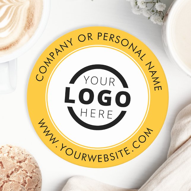 Custom Branded Business Logo Promotional Yellow Round Paper Coaster (Creator Uploaded)