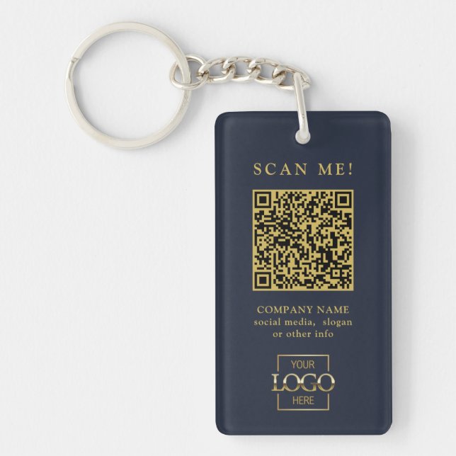 Custom Branded Business Logo QR Code Modern Keycha (Devant)