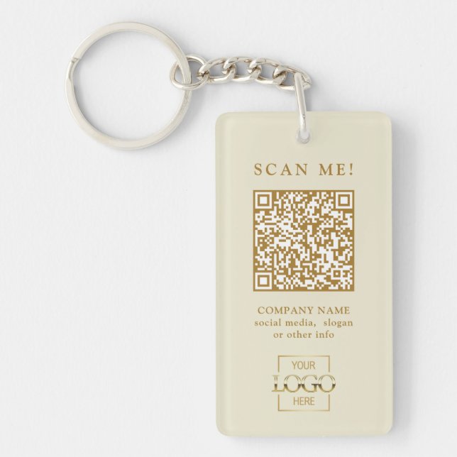 Custom Branded Business Logo QR Code Modern Keychain (Front)