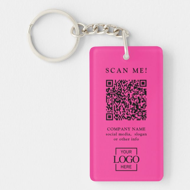 Custom Branded Business Logo QR Code Modern Keychain (Front)