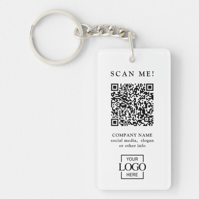 Custom Branded Business Logo QR Code Modern Keychain (Front)