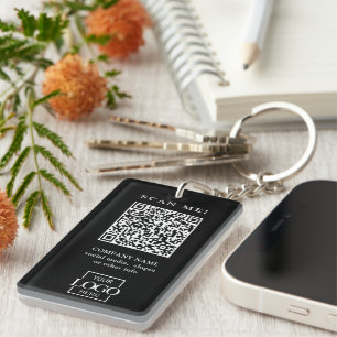 Custom Branded Business Logo QR Code Modern Keychain